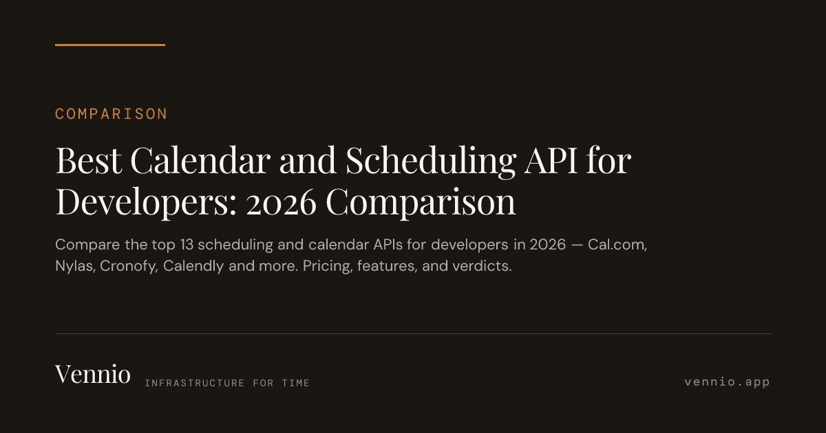 Best Calendar and Scheduling API for Developers: 2026 Comparison — Vennio